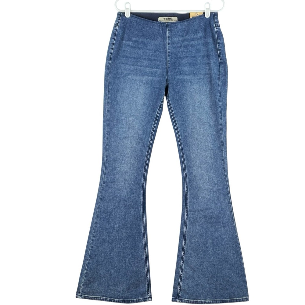 Rock & Roll Women's Blue Bargain Bell Pull-on Flare Leg Jean 30x34 High Rise NWT